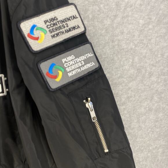 🎮 PUPG Mens L Black Bomber Jacket Pro Player Patches Esports Gamer 🎮 - Picture 6 of 13